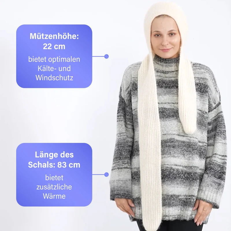 Mützen- und Schal-Set - Beanie und Schal im einfarbigen Design, Winddicht und Wärmend, Mütze: 22 cm, Schal: 83 cm, Rosa