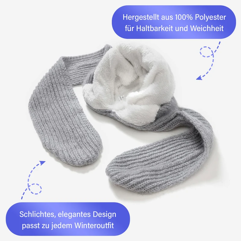 Mützen- und Schal-Set - Beanie und Schal im einfarbigen Design, Winddicht und Wärmend, Mütze: 22 cm, Schal: 83 cm, Rosa