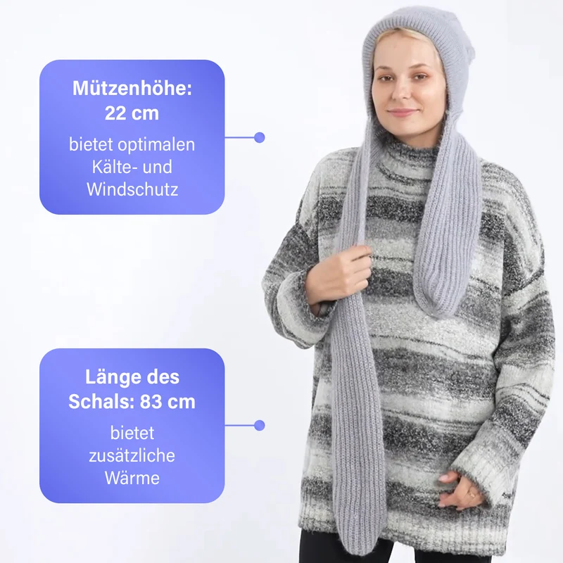 Mützen- und Schal-Set - Beanie und Schal im einfarbigen Design, Winddicht und Wärmend, Mütze: 22 cm, Schal: 83 cm, Rosa