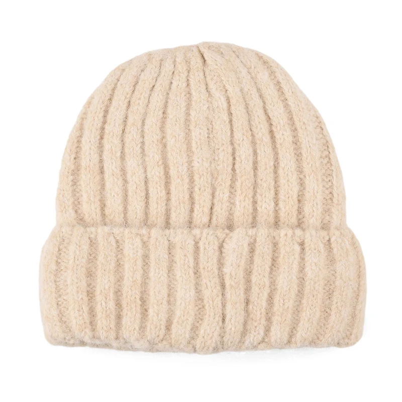 Rippstrick-Mütze mit Teddyfutter, Einheitsgröße, Sandbeige