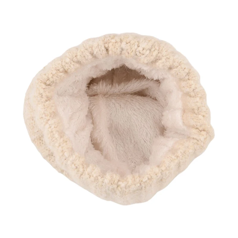 Rippstrick-Mütze mit Teddyfutter, Einheitsgröße, Sandbeige