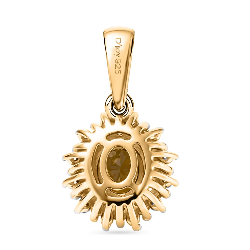 D'Joy AA Natürlicher goldener Tansanit Schmuckset 925 Silber 750 Gelbgold Vermeil (Größe 20) ca. 1,53 ct.