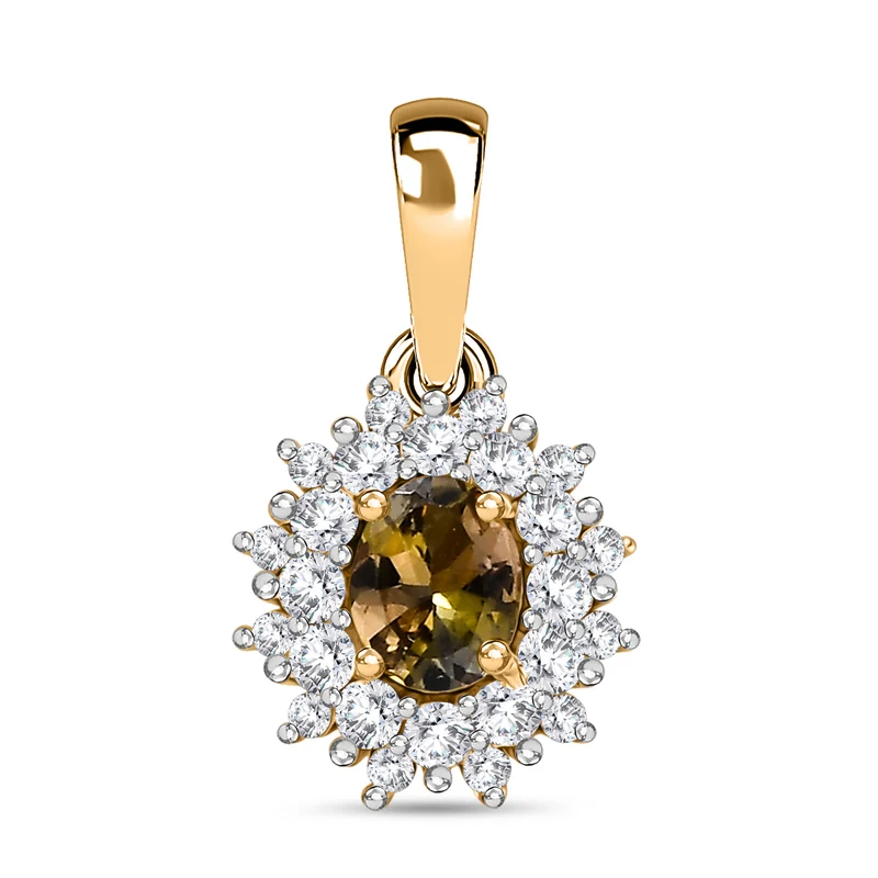 D'Joy AA Natürlicher goldener Tansanit Schmuckset 925 Silber 750 Gelbgold Vermeil (Größe 20) ca. 1,53 ct.