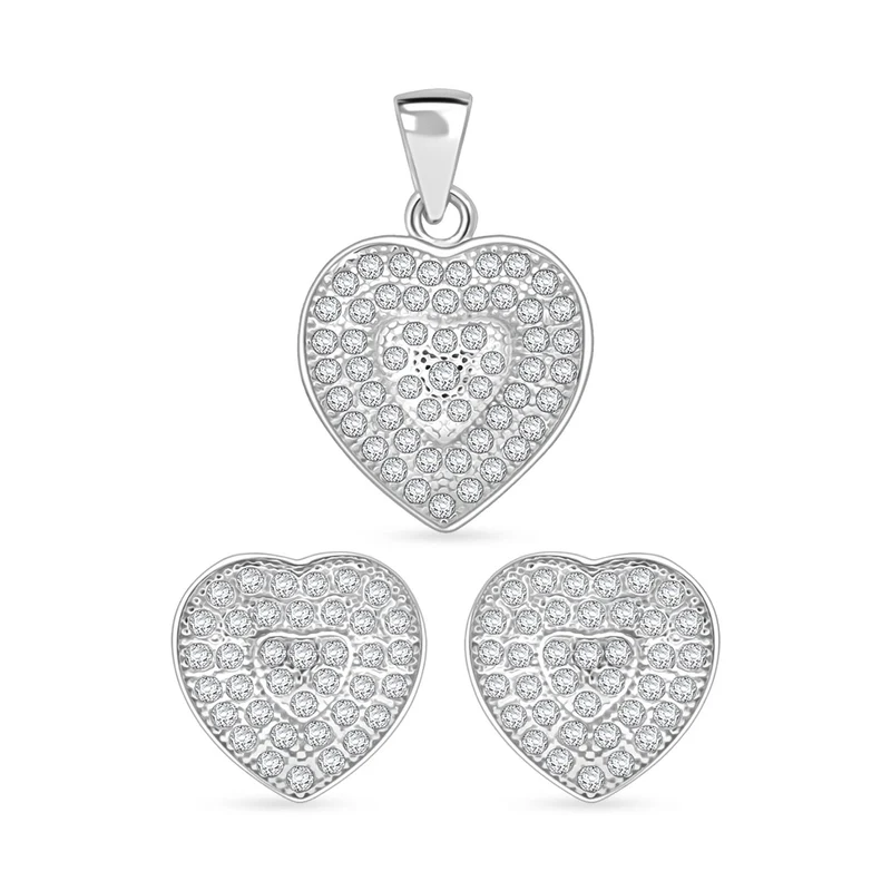 Lustro Stella Weißer Zirkonia Schmuckset 925 Silber rhodiniert