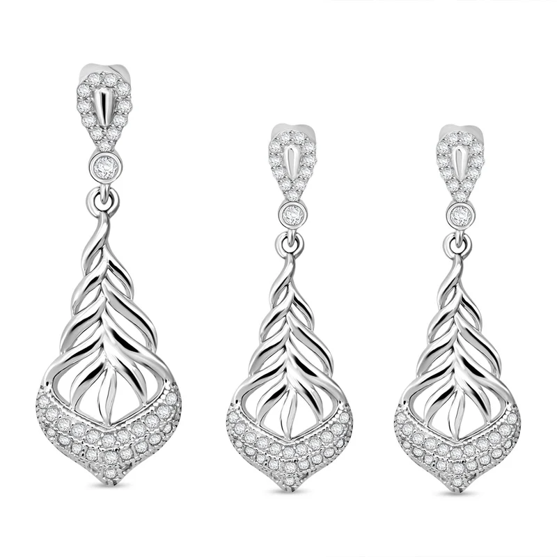 Lustro Stella Weißer Zirkonia Schmuckset 925 Silber rhodiniert 1.51 ct