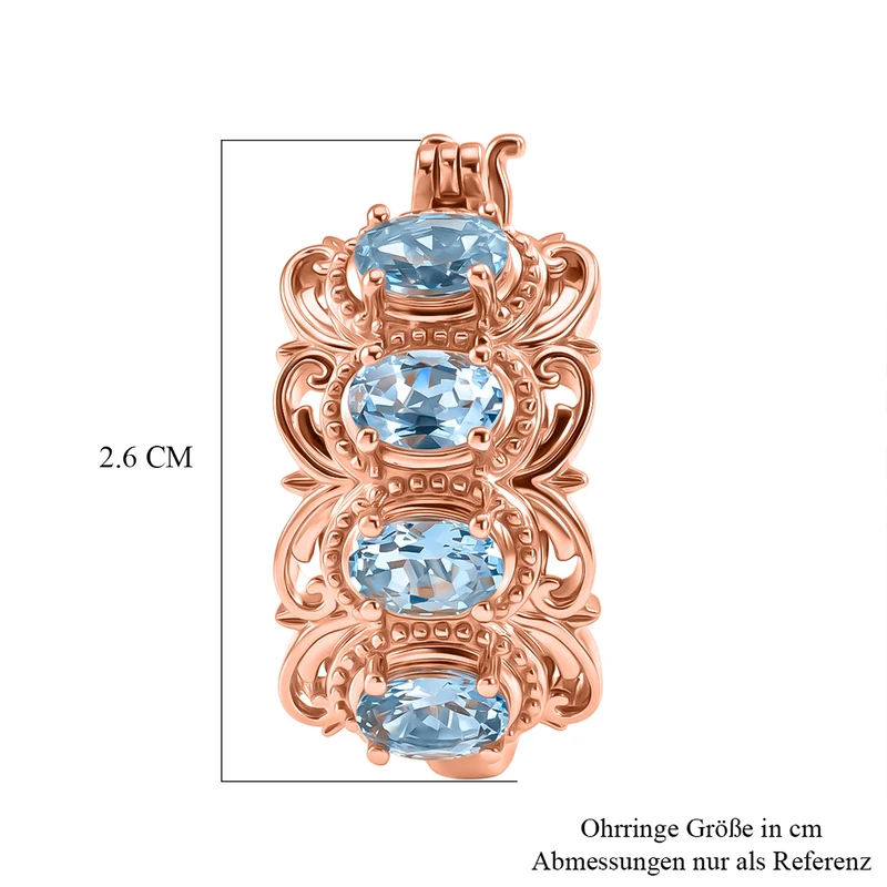 EVER TRUE Himmelblauer Topas Ohrringe 950 Kupfer ca. 4.33 ct