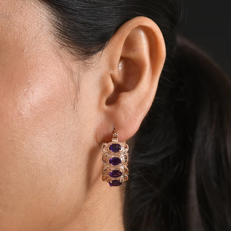 EVER TRUE Afrikanischer Amethyst Ohrringe 950 Kupfer ca. 3.54 ct