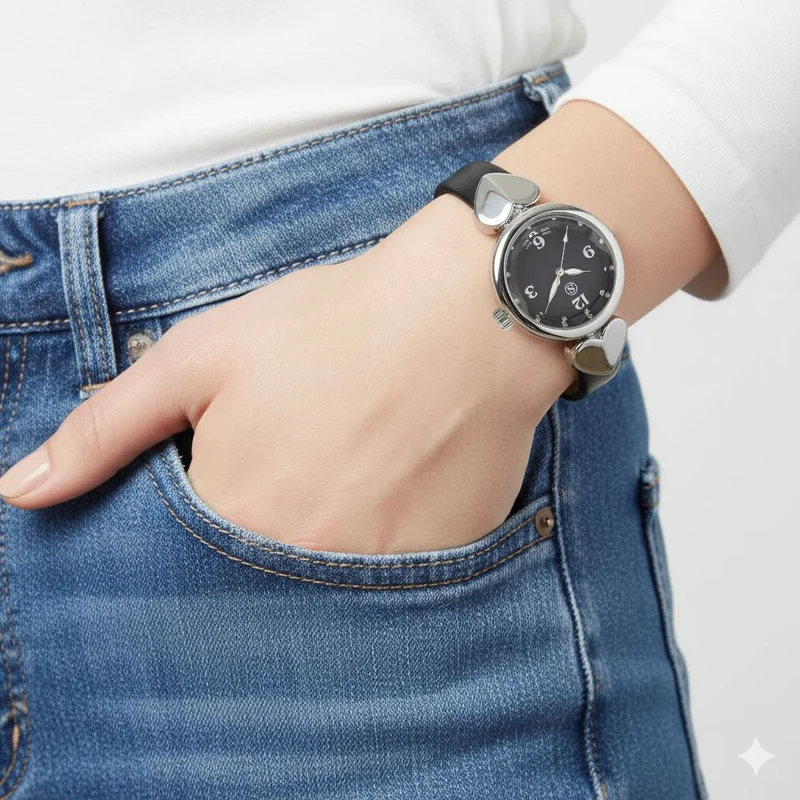 STRADA Uhr mit PC21S Japan-Uhrwerk, Edelstahl-Mesh-Armband, Graufarben mit Kristallzifferblatt,, Grau