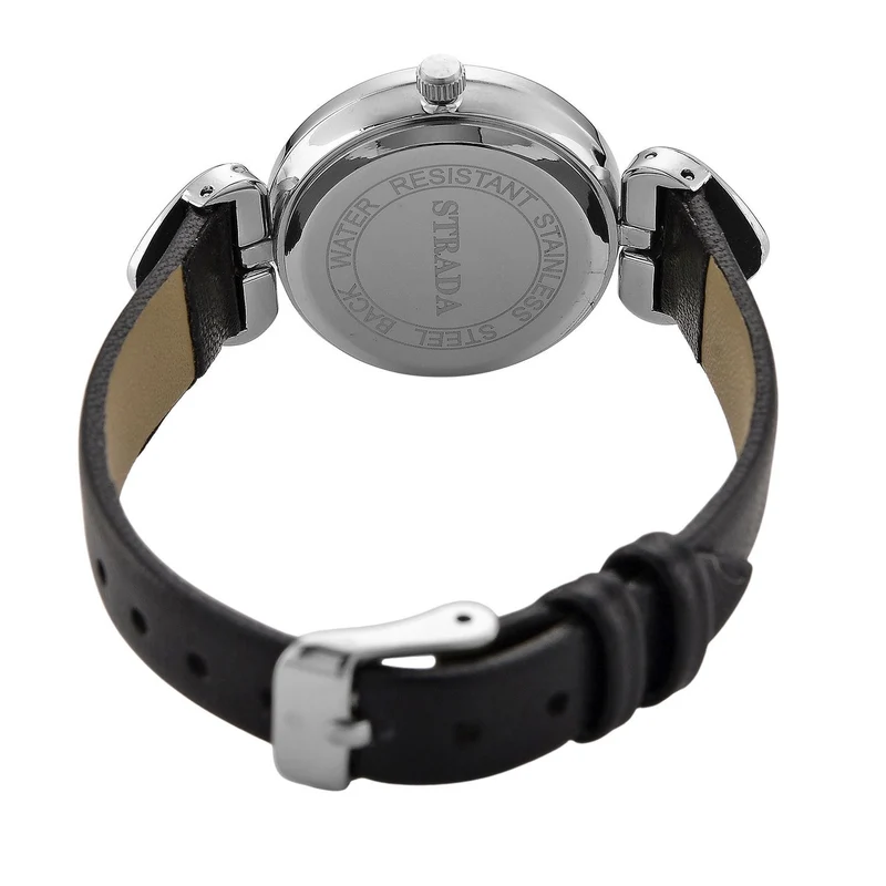 STRADA Uhr mit PC21S Japan-Uhrwerk, Edelstahl-Mesh-Armband, Graufarben mit Kristallzifferblatt,, Grau