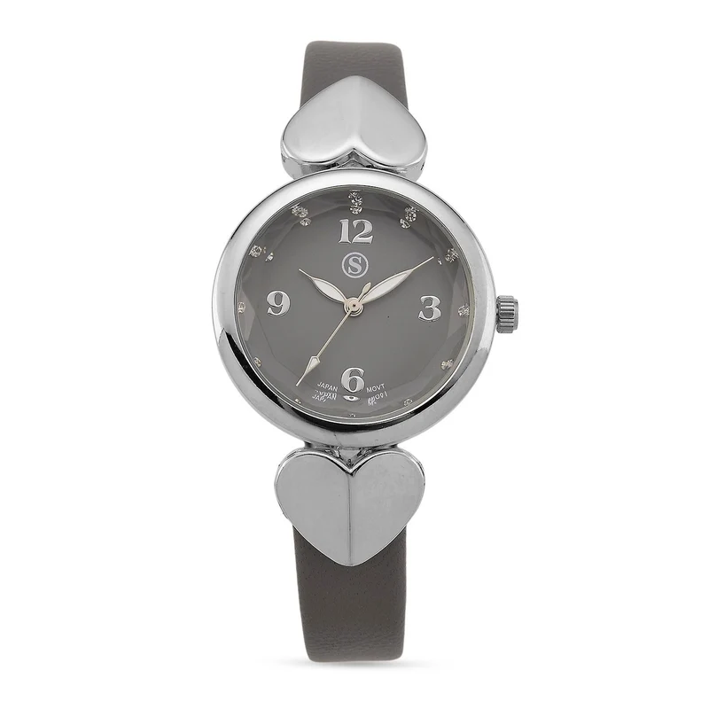 STRADA Uhr mit PC21S Japan-Uhrwerk, Edelstahl-Mesh-Armband, Graufarben mit Kristallzifferblatt,, Grau