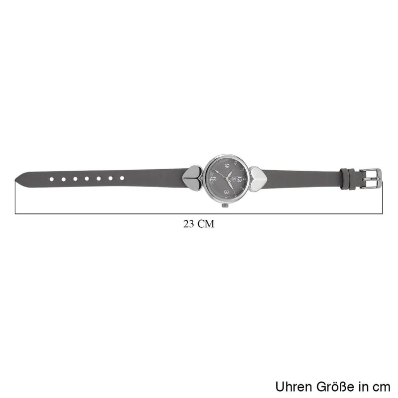 STRADA Uhr mit PC21S Japan-Uhrwerk, Edelstahl-Mesh-Armband, Graufarben mit Kristallzifferblatt,, Grau
