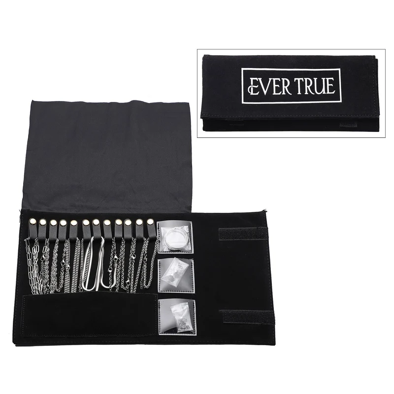 EVER TRUE 15er - Set Halskette, ca. 50-75 cm, Armband, ca. 18-22 cm, Creolen, Ohrstecker, Magnetschließe Extender mit Schmuckmappe 316L Edelstahl vergoldet