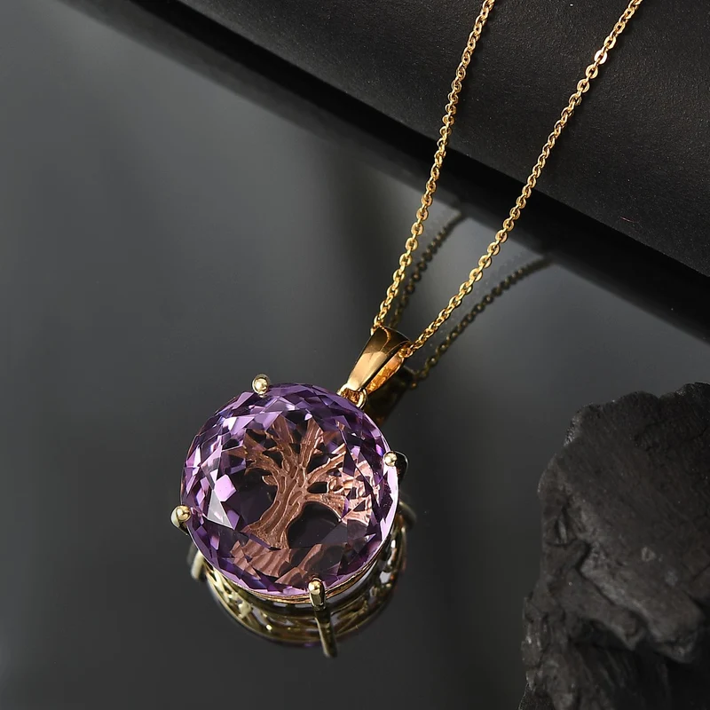 Rose De France Amethyst Schmuckset 925 Silber 750 Gelbgold Vermeil ca. 15.50 ct