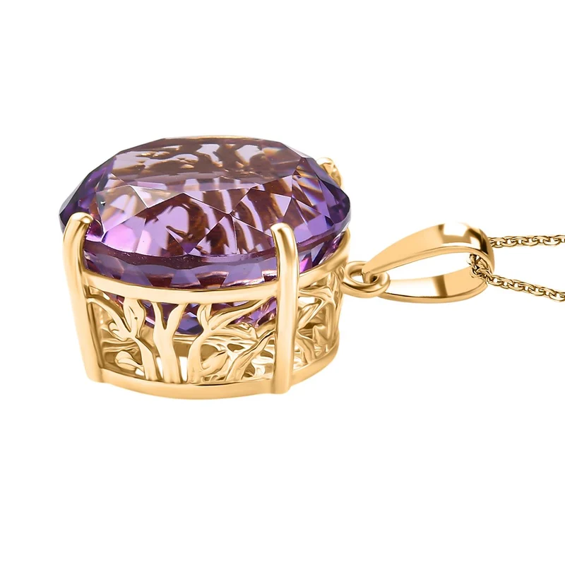 Rose De France Amethyst Schmuckset 925 Silber 750 Gelbgold Vermeil ca. 15.50 ct