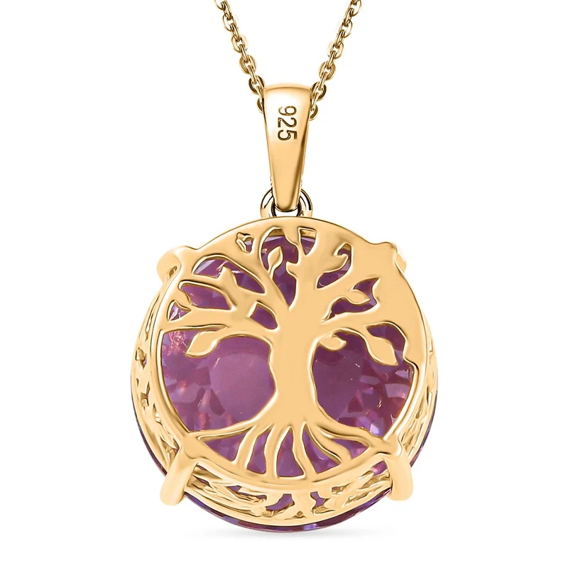 Rose De France Amethyst Schmuckset 925 Silber 750 Gelbgold Vermeil ca. 15.50 ct