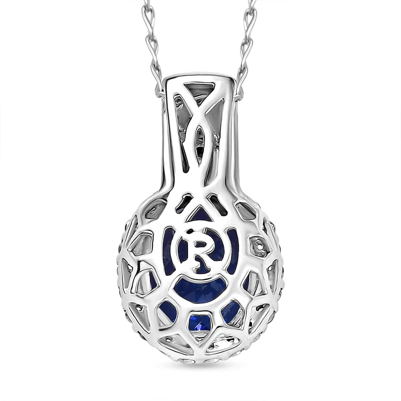 Rhapsody AAAA Tansanit, Weißer Diamant AGI zertifiziert Schmuckset (10-15 Werktage Lieferzeit) ca. 50 cm 950 Platin ca. 3.65 ct