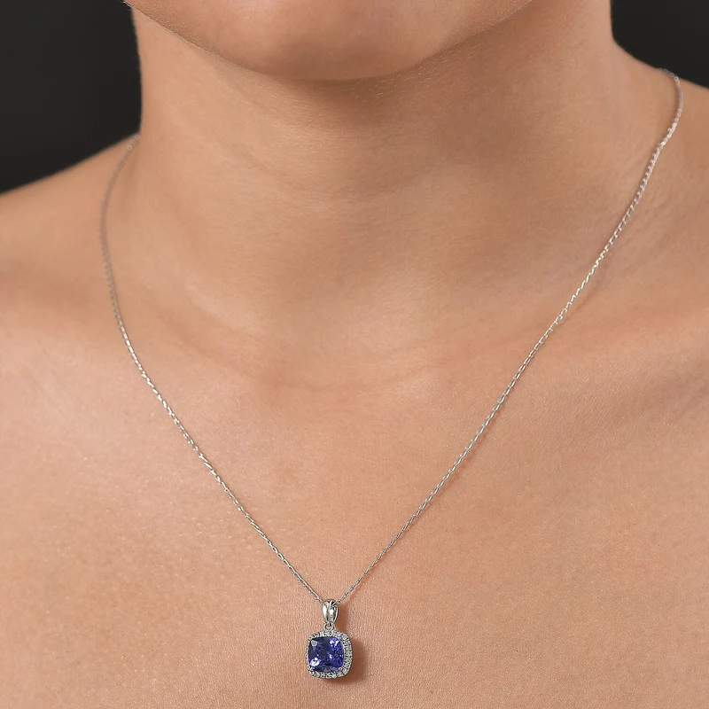 Rhapsody AAAA Tansanit, Weißer Diamant Schmuckset (10-15 Werktage Lieferzeit) ca. 50 cm 950 Platin ca. 2.94 ct