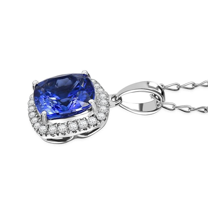 Rhapsody AAAA Tansanit, Weißer Diamant Schmuckset (10-15 Werktage Lieferzeit) ca. 50 cm 950 Platin ca. 2.94 ct