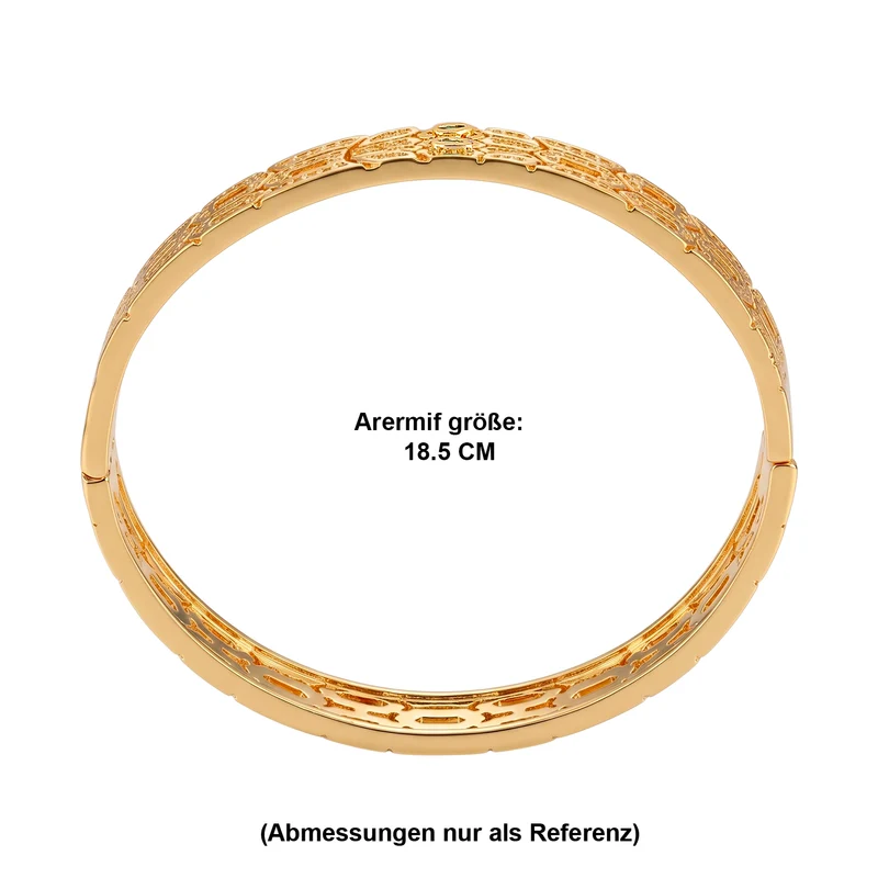 Weißer Zirkonia, Grüner Kristall Armreif ca. 18.5 cm Nickelfreies Messing