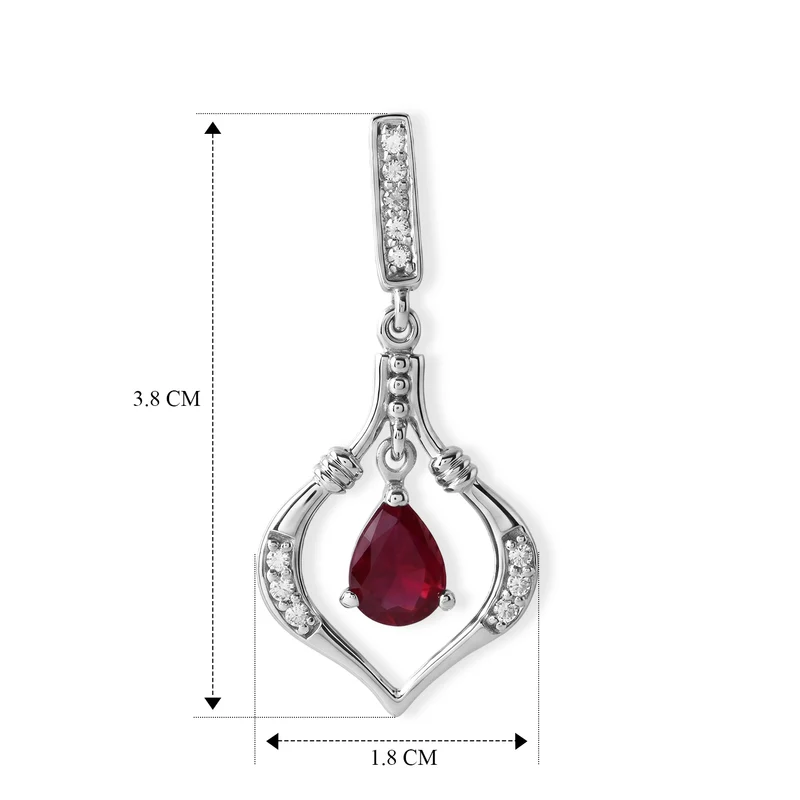 D'Joy Afrikanischer Rubin (Fissure gefüllt), Weißer Zirkon Ohrringe 925 Silber Rhodiniert ca. 3.45 ct