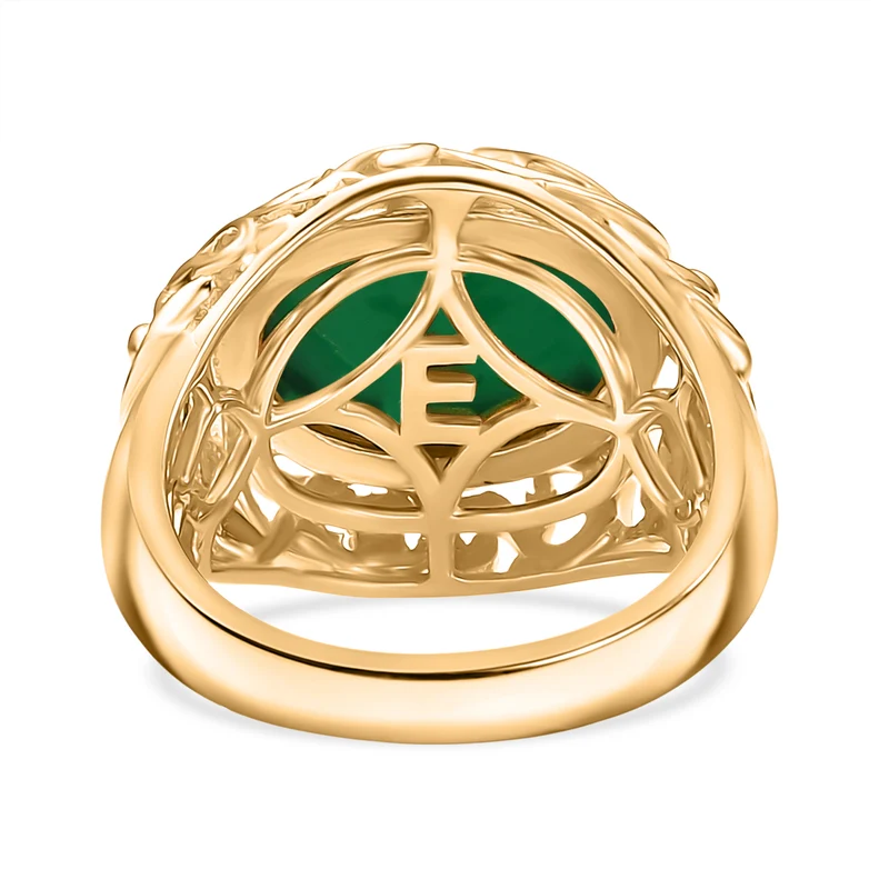 2er Set - Verde Onyx Ring und Anhänger, (Größe 20.00), Nickelfreies Gelb Messing, (5-10 Werktage Lieferzeit) ca. 14.00 ct