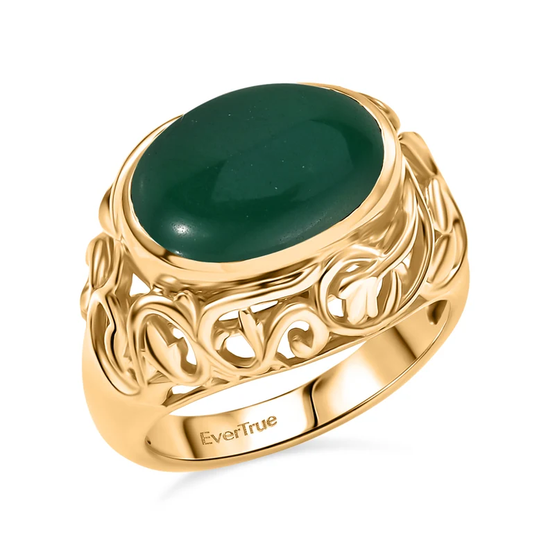 2er Set - Verde Onyx Ring und Anhänger, (Größe 20.00), Nickelfreies Gelb Messing, (5-10 Werktage Lieferzeit) ca. 14.00 ct