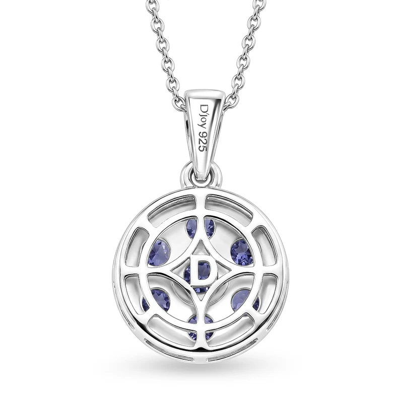D'Joy AA Tansanit Anhänger mit Kette, ca. 50 cm 925 Silber Platiniert ca. 1.34 ct