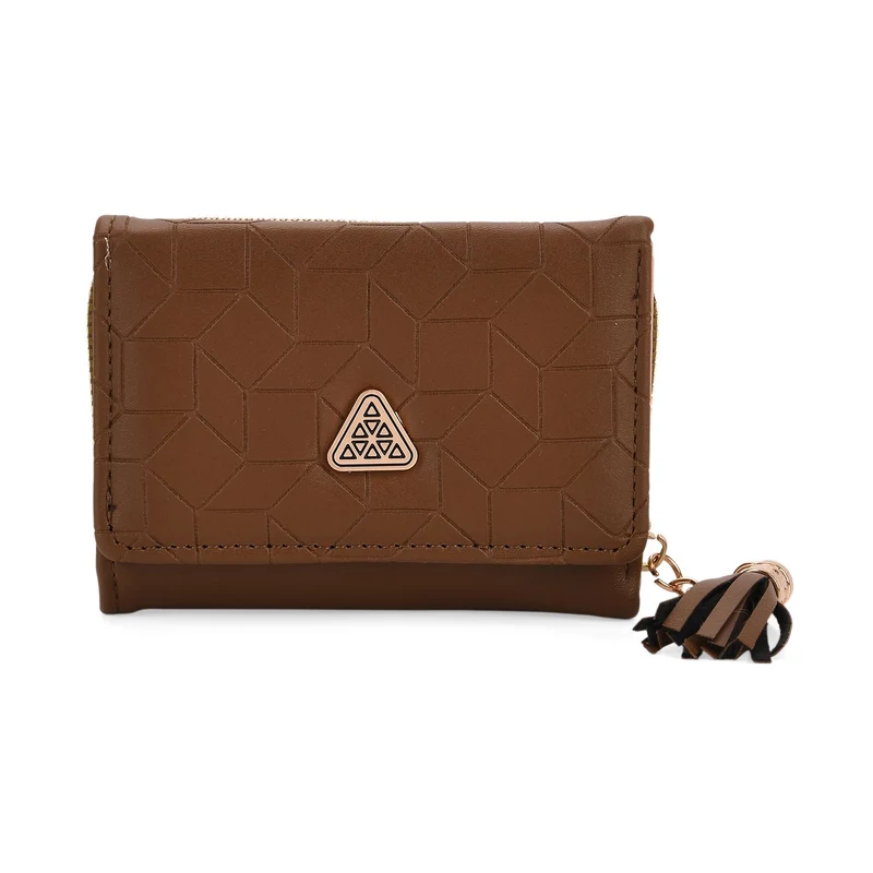 Portemonnaie mit RFID-Schutz, Reißverschluss und Kartenfächern, 22,5x11 cm, Braun
