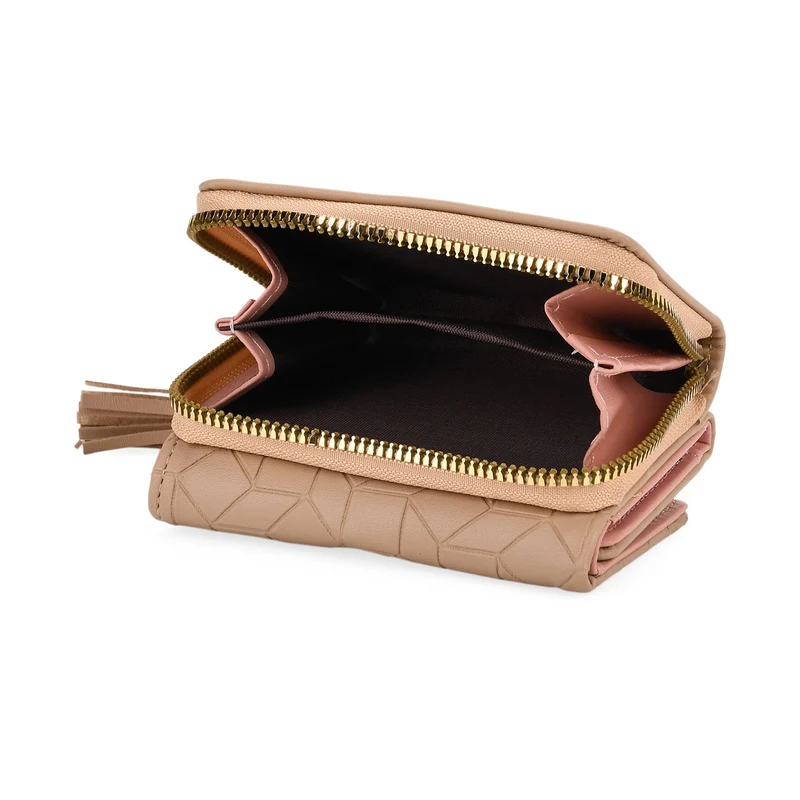 Portemonnaie mit RFID-Schutz, Reißverschluss und Kartenfächern, 22,5x11 cm, Braun