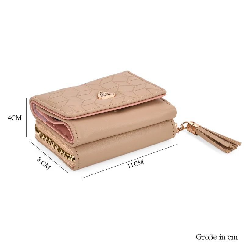 Portemonnaie mit RFID-Schutz, Reißverschluss und Kartenfächern, 22,5x11 cm, Braun
