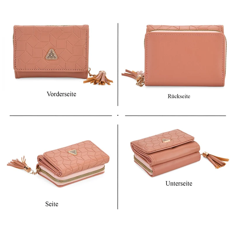 Portemonnaie mit RFID-Schutz, Reißverschluss und Kartenfächern, 22,5x11 cm, Braun