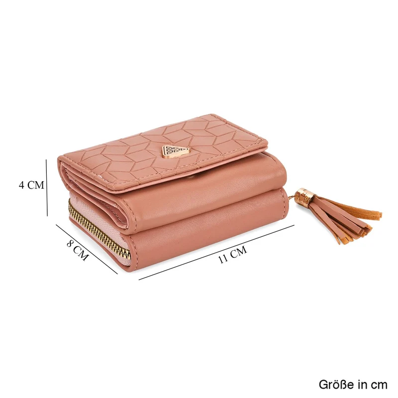 Portemonnaie mit RFID-Schutz, Reißverschluss und Kartenfächern, 22,5x11 cm, Braun