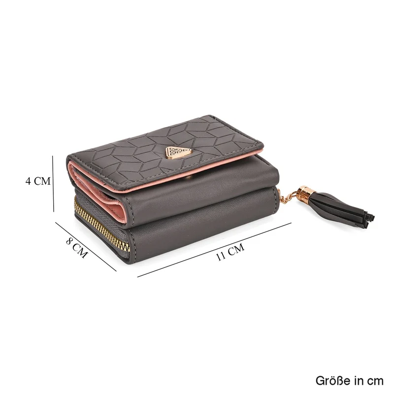 Portemonnaie mit RFID-Schutz, Reißverschluss und Kartenfächern, 22,5x11 cm, Braun