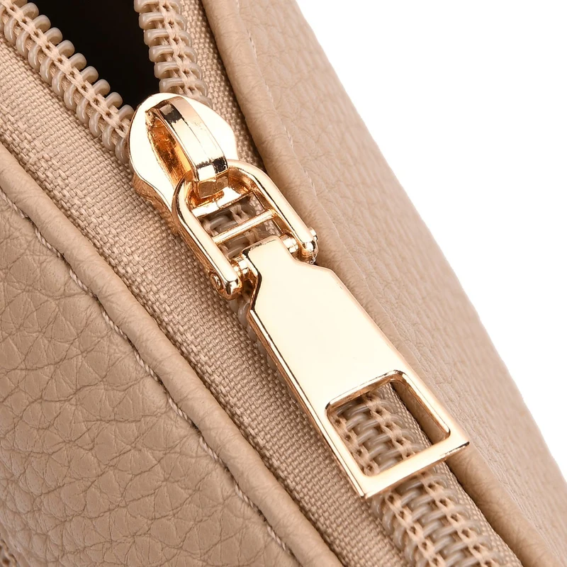 Crossbody-Tasche mit mehreren Reißverschlussfächern, gemustertem Schulterriemen, 23x26 cm, Braun