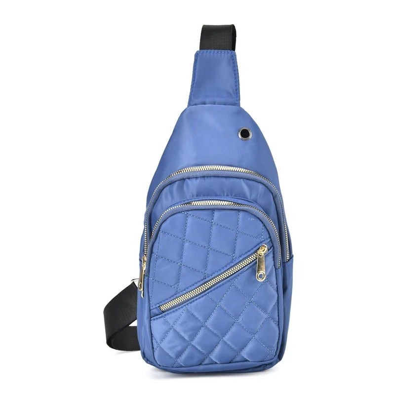 Stepp-Slingtasche mit RFID-Schutz und Kopfhöreröffnung, Größe: 17x7,5x30cm, Schwarz