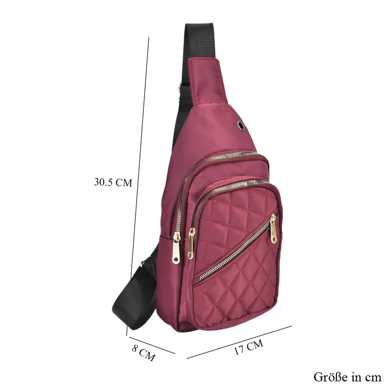 Stepp-Slingtasche mit RFID-Schutz und Kopfhöreröffnung, Größe: 17x7,5x30cm, Schwarz