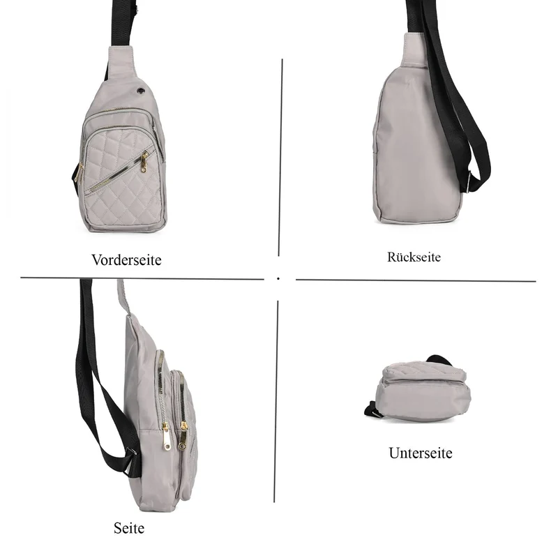 Stepp-Slingtasche mit RFID-Schutz und Kopfhöreröffnung, Größe: 17x7,5x30cm, Schwarz