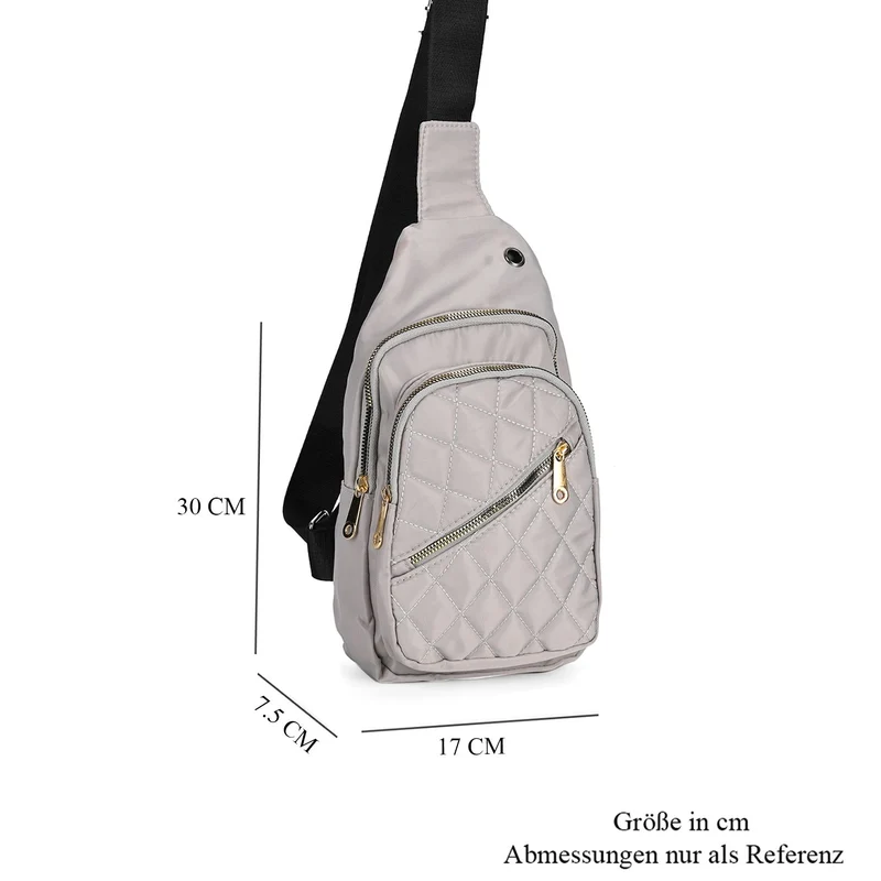 Stepp-Slingtasche mit RFID-Schutz und Kopfhöreröffnung, Größe: 17x7,5x30cm, Schwarz