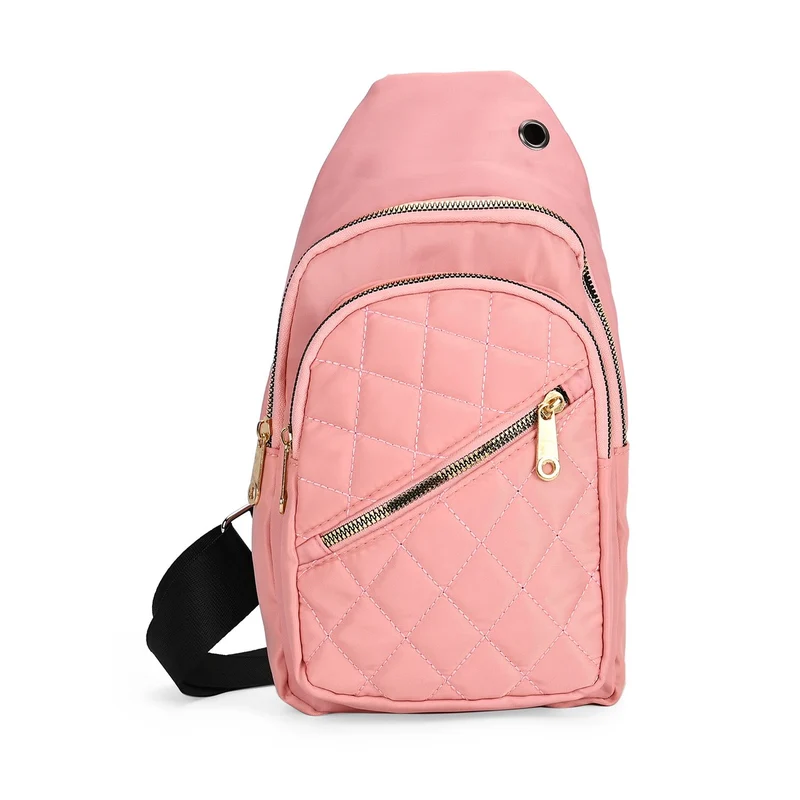 Stepp-Slingtasche mit RFID-Schutz und Kopfhöreröffnung, Größe: 17x7,5x30cm, Schwarz