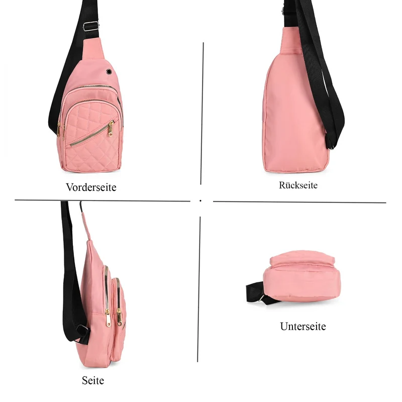 Stepp-Slingtasche mit RFID-Schutz und Kopfhöreröffnung, Größe: 17x7,5x30cm, Schwarz