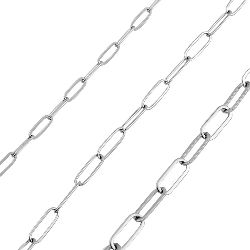 EVER TRUE 3er- Set - Büroklammerketten ca. 46 cm, 56 cm, 65 cm, 316L Edelstahl Goldfarben
