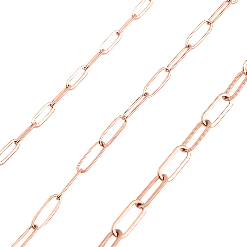 EVER TRUE 3er- Set - Büroklammerketten ca. 46 cm, 56 cm, 65 cm, 316L Edelstahl Goldfarben
