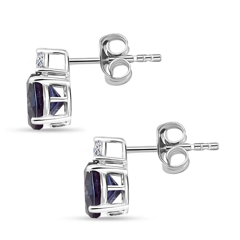LUXURIANT(10-15 Werktage Lieferzeit) 3,15 ct. zertifizierte und geprüfte AAA Labor Alexandrit und SI-GH Labor Diamant Ohrringe in 417 Weißgold