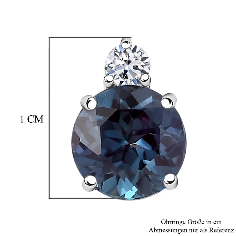 LUXURIANT(10-15 Werktage Lieferzeit) 3,15 ct. zertifizierte und geprüfte AAA Labor Alexandrit und SI-GH Labor Diamant Ohrringe in 417 Weißgold
