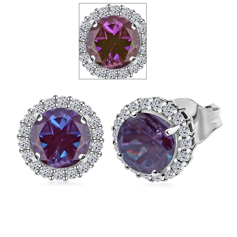LUXURIANT 3,56 ct. AGI zertifizierte und geprüfte AAA Labor Alexandrit und Labor Diamant Ohrringe in 417 Weißgold
