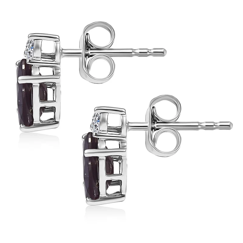 LUXURIANT(10-15 Werktage Lieferzeit) 3 ct. zertifizierte und geprüfte AAA Labor Alexandrit und SI-GH Labor Diamant Ohrringe in 417 Weißgold