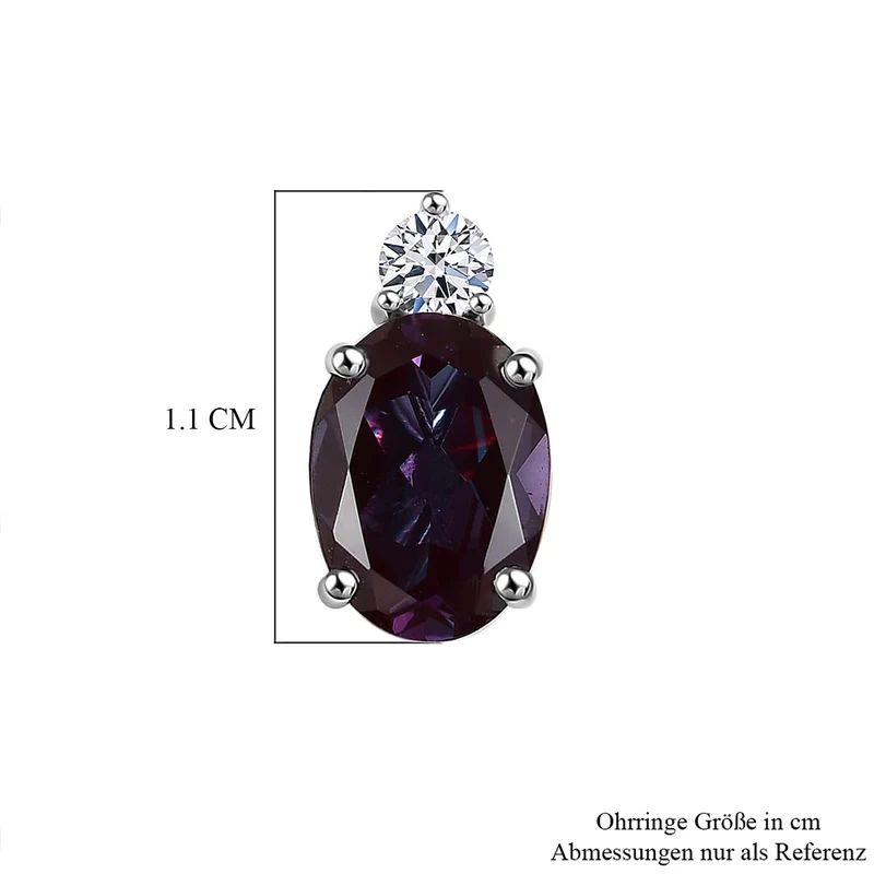 LUXURIANT(10-15 Werktage Lieferzeit) 3 ct. zertifizierte und geprüfte AAA Labor Alexandrit und SI-GH Labor Diamant Ohrringe in 417 Weißgold