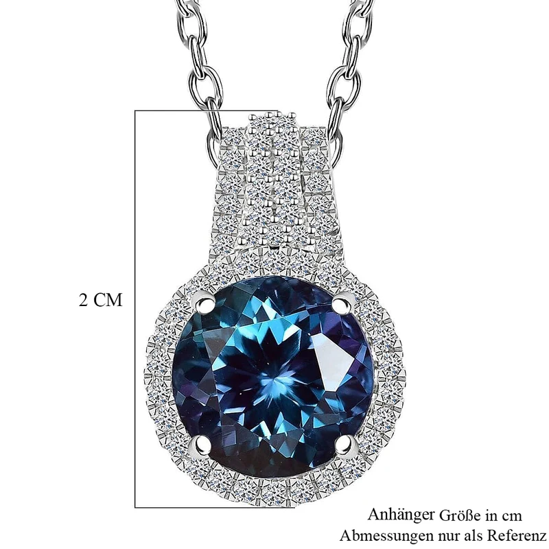 AAA Lab Grown Alexandrite, Lab Grown Diamant Schmuckset 417 Gold, 417 Gold Weißgold Vergoldet (10-15 Werktage Lieferzeit) ca. 5.35 ct