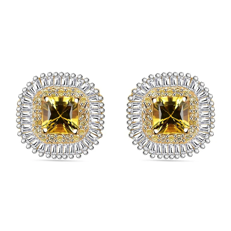 AAA Gelber Saphir, Weißer Diamant Ohrringe, AGI zertifiziert und geprüft, 585 Gelb Gold (10-15 Werktage Lieferzeit) ca. 2.44 ct