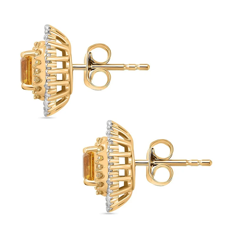 AAA Gelber Saphir, Weißer Diamant Ohrringe, AGI zertifiziert und geprüft, 585 Gelb Gold (10-15 Werktage Lieferzeit) ca. 2.44 ct